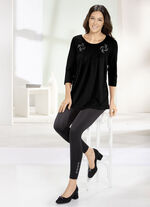 Longshirt mit Zierplättchen in 3 Farben SCHWARZ