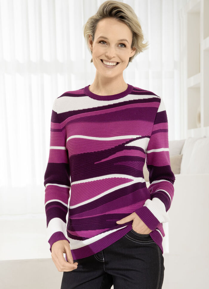 Pullover in edlem Mustermix BEERE-FUCHSIA-MULTICOLOR