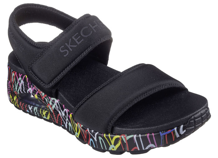 SKECHERS Sandale aus gepolstertem Textilmaterial SCHWARZ