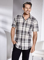 Kariertes Hemd mit Brusttasche NATUR-SCHWARZ KARIERT