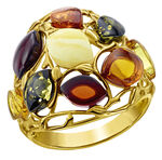 Damenring mit echt buntem Bernstein 