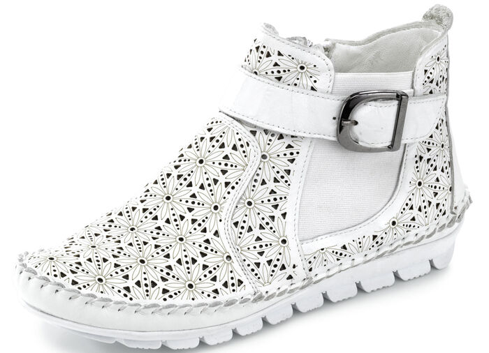 Gemini Mokassin-Stiefelette mit verstellbarer Zierspange WEISS