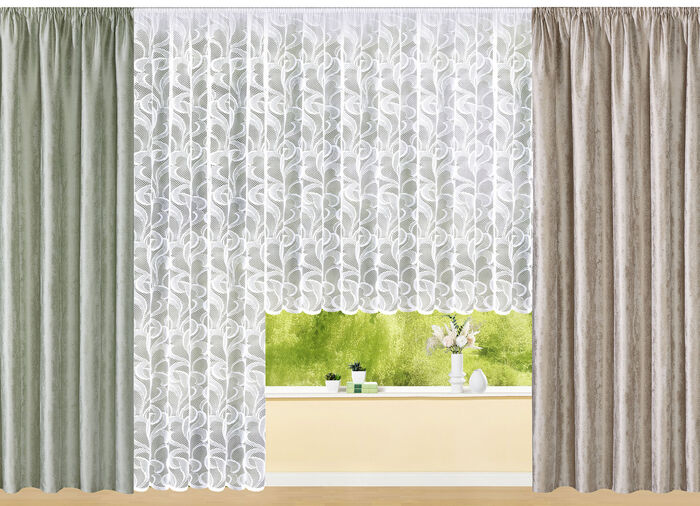 Blumenfenster-Vorhang Ranken mit Automatikfaltenband 