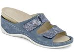 Mubb, bequeme Damen-Pantoletten, Weite H, mit herausnehmbarem Fussbett JEANSBLAU