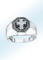 Edler Weissgold Herrenring mit Kreuz  