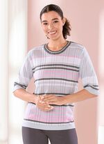 Pulli mit Ringeldessin HELLGRAU-ROSÉ-MULTICOLOR