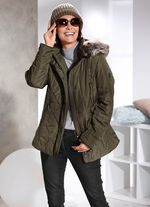 Jacke mit abnehmbarer Kunstpelz-Besatz LODENGR&Uuml;N