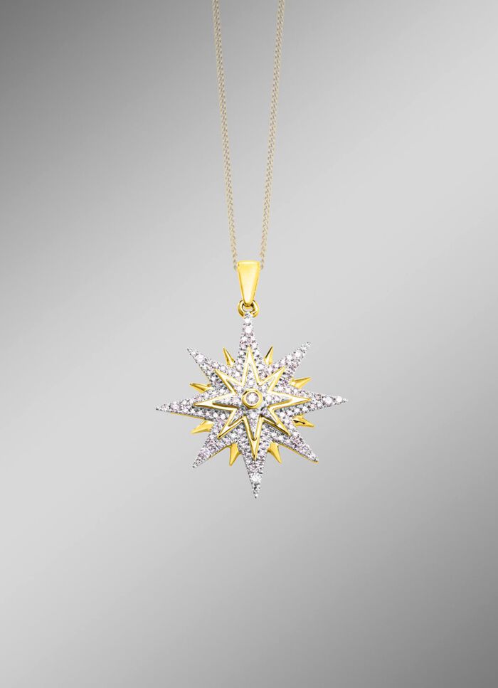 Toller Stern-Anh&auml;nger mit Brillanten und Diamanten 