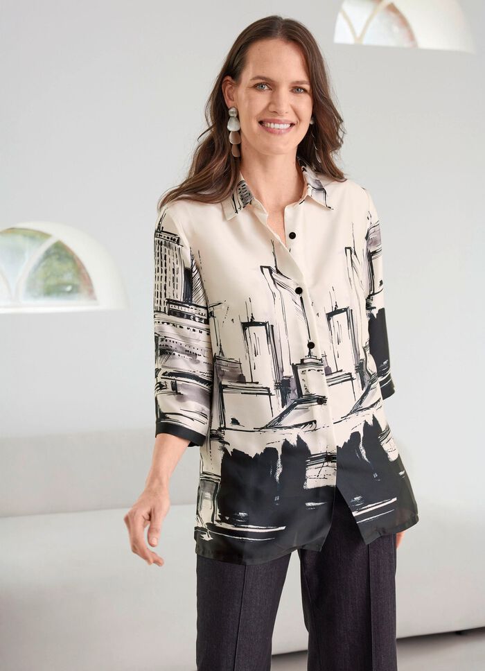 Bluse mit Hemdkragen 