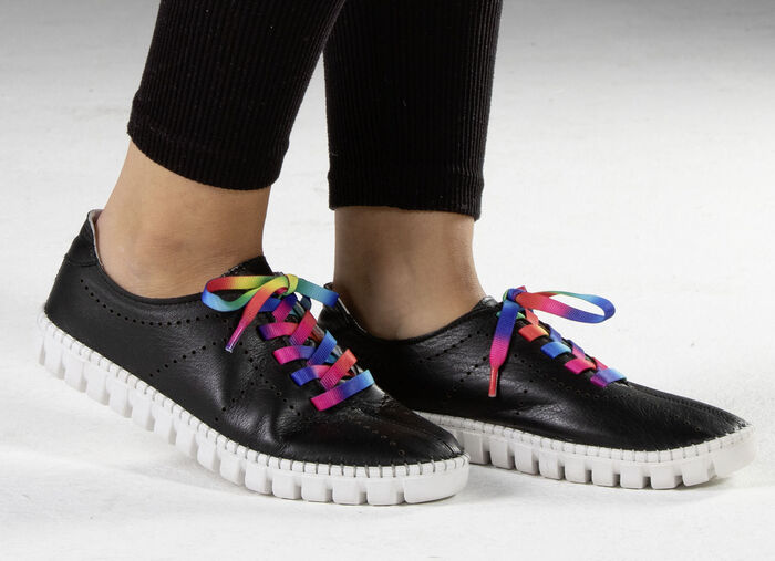 Gemini Schnürschuh mit Schnürsenkel in Regenbogen-Farben SCHWARZ
