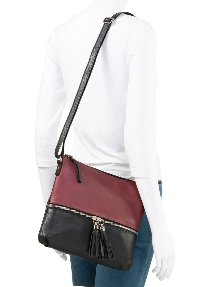 Laurina, Tasche, Damen, mit verstellbarem Umhängeriemen SCHWARZ-BORDEAUX