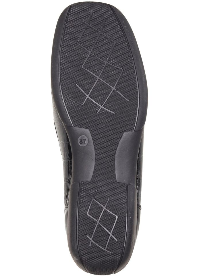 ELENA EDEN Mokassin-Slipper aus krokogepr&auml;gtem Chevreauleder SCHWARZ