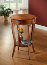 Beistelltisch mit Intarsien und Schublade 