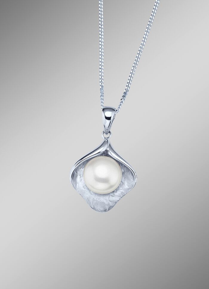 S&uuml;sswasser-Zuchtperlen Anh&auml;nger mit Panzerkette  