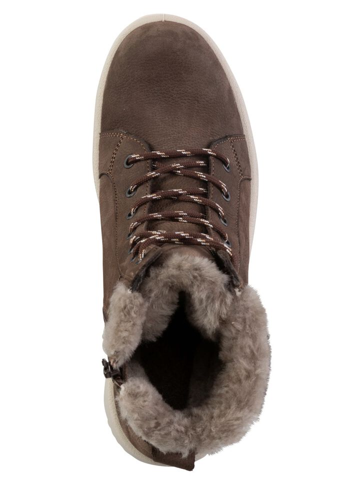 Schn&uuml;r-Bootie aus echtem Lammfell 