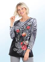 Longshirt in Tierfell- und Floraldessin 
