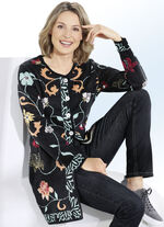 Long-Strickjacke mit Floraldessin 