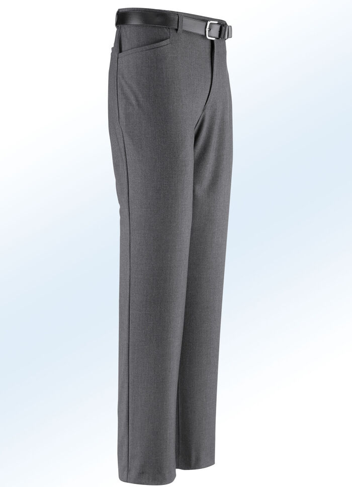 &laquo;Klaus-Modelle&raquo;-Hose mit G&uuml;rtel in 5 Farben DUNKELGRAU MELIERT