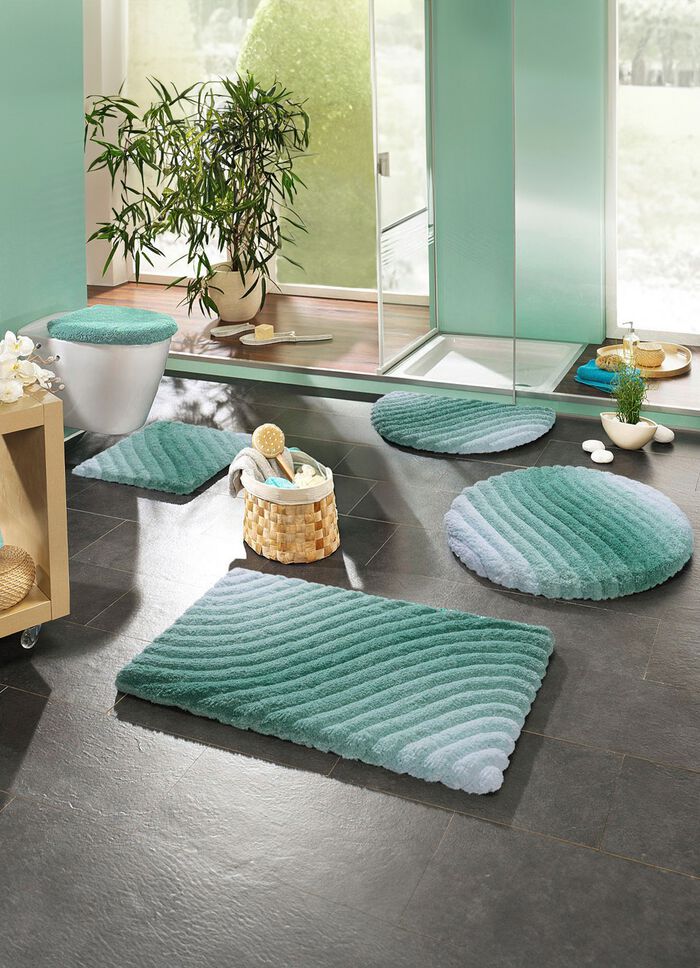 Barfussweiche Badgarnitur mit latexierter R&uuml;ckseite KARIBIKGR&Uuml;N