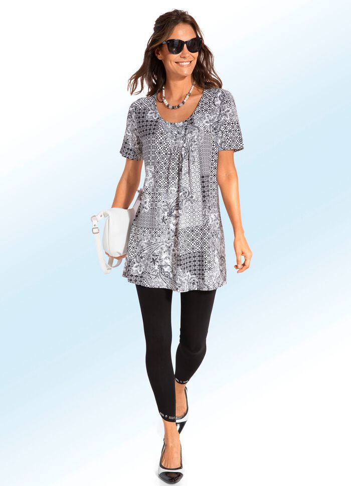 Longshirt mit Faltenlegung in 3 Farben 