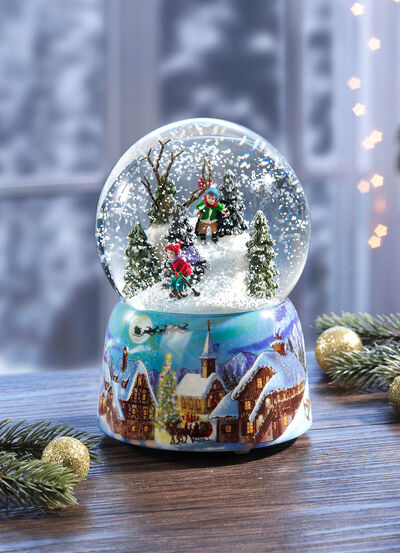 Schneekugel mit mechanischem Spielwerk 