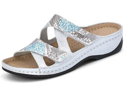 ELENA EDEN, bequeme Damen-Pantoletten, Weite G, mit Klettverschluss 