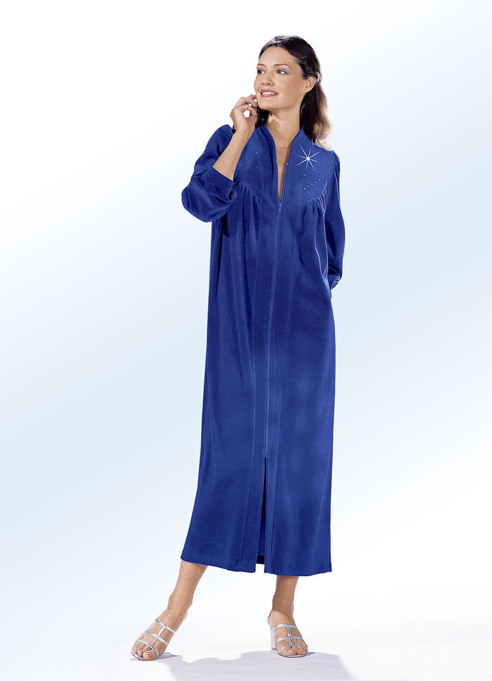 Hausmantel mit Strasszier ROYALBLAU