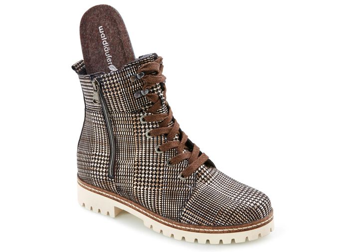 Waldl&auml;ufer Schn&uuml;r-Stiefelette mit zartem Metallic-Schimmer BRAUN