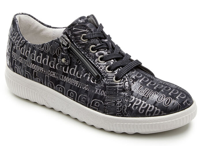 Waldläufer Schnürschuh aus glänzend bedrucktem Nubukleder SCHWARZ-BRONZE