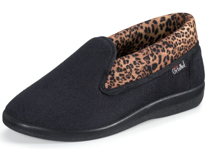 Hausschuh mit anatomisch geformten Fussbett SCHWARZ-BRAUN