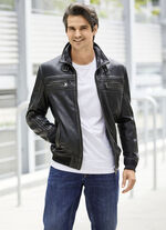 Lederblouson mit Steh-Umlegekragen 