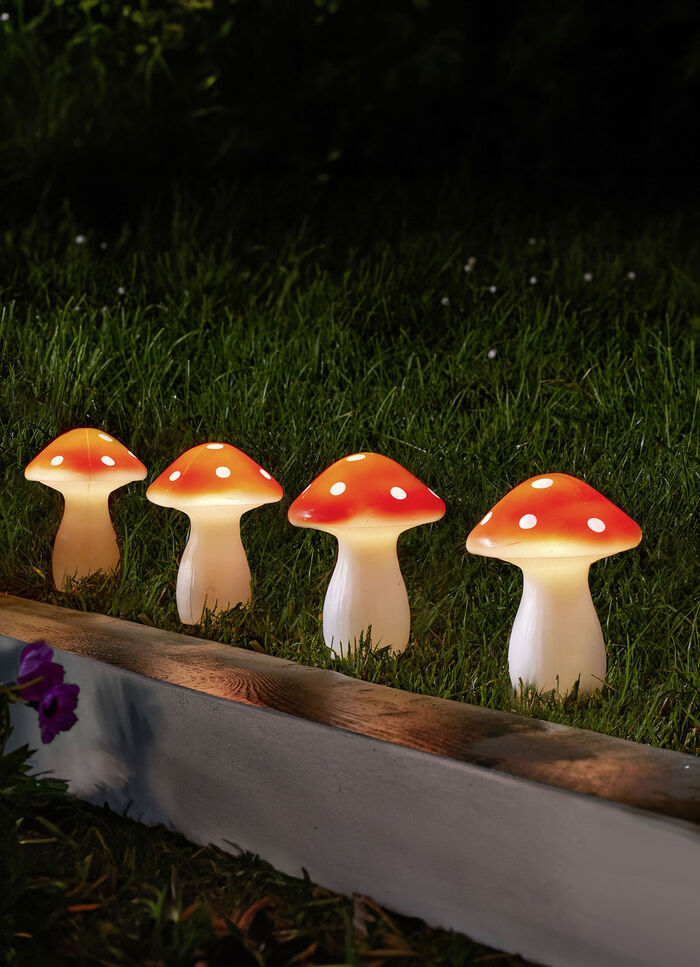LED-Pilze aus Kunststoff, 4er-Set 