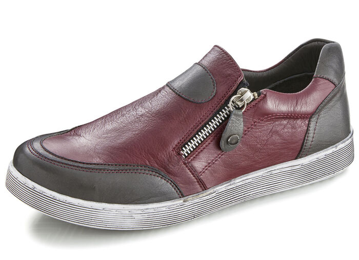 Slipper mit zwei praktischen Seitenreißverschlüssen BORDEAUX-GRAU