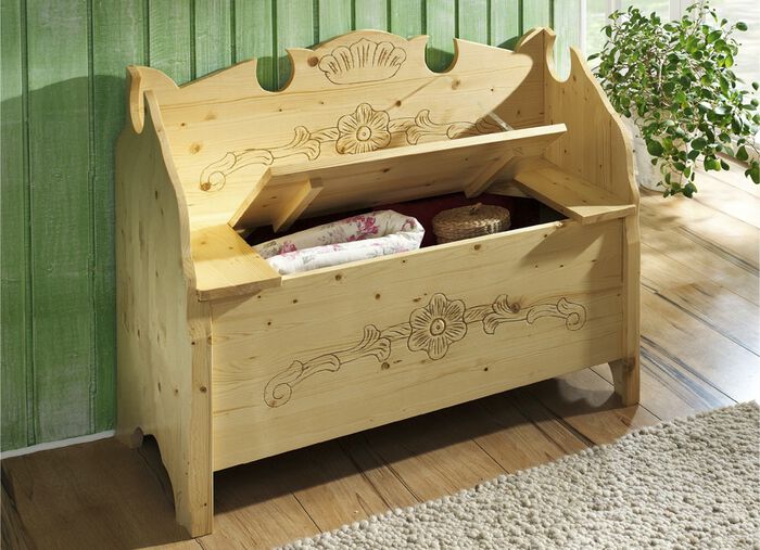 Truhenbank aus massiver Fichte NATUR