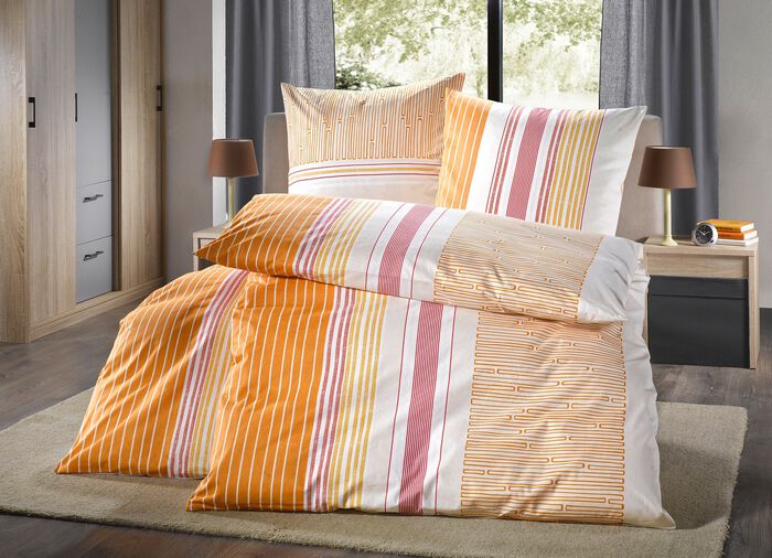 Bettw&auml;sche-Garnitur aus 100% Baumwolle PFIRSICH