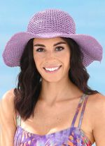 Hut aus knautschbarem Papierstroh mit Zierkordel FLIEDER