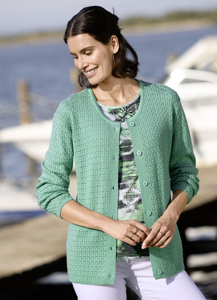 Strickjacke mit Alloverstruktur JADEGRÜN
