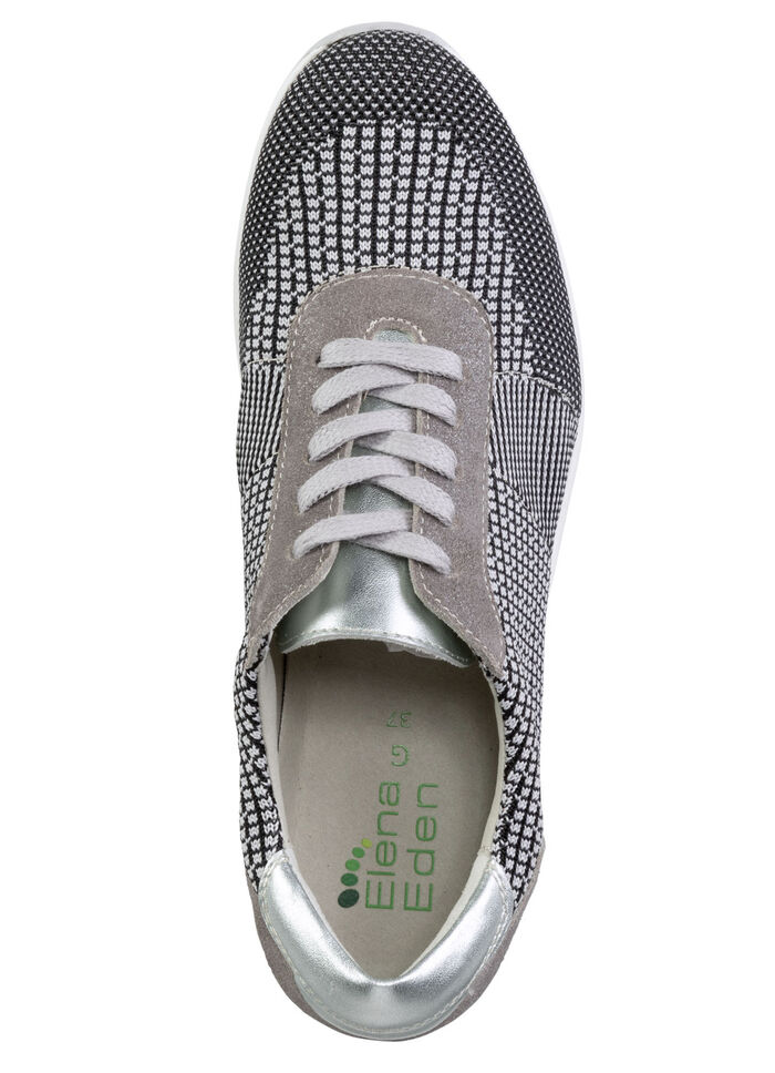 ELENA EDEN Schnürschuh mit Leder-Besätzen SCHWARZ-WEISS-TAUPE