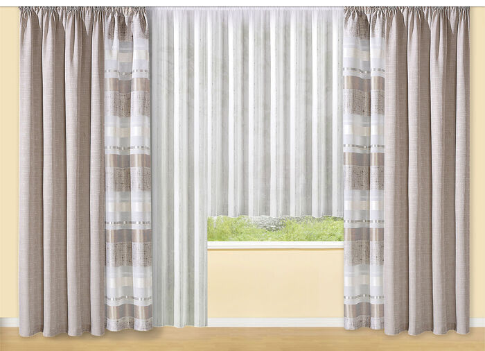 Übergardinen-Garnitur in Leinen-Optik NATUR