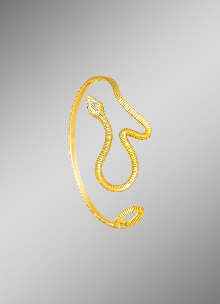 Vergoldeter Armreif mit Diamanten 