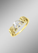 Durchbrochener Damenring mit Elefanten-Design in Bicolor 