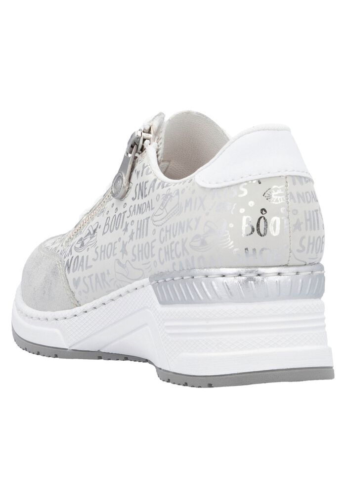 Rieker Schn&uuml;r-Sneaker aus bedrucktem Synthetikmaterial HELLGRAU-SILBER
