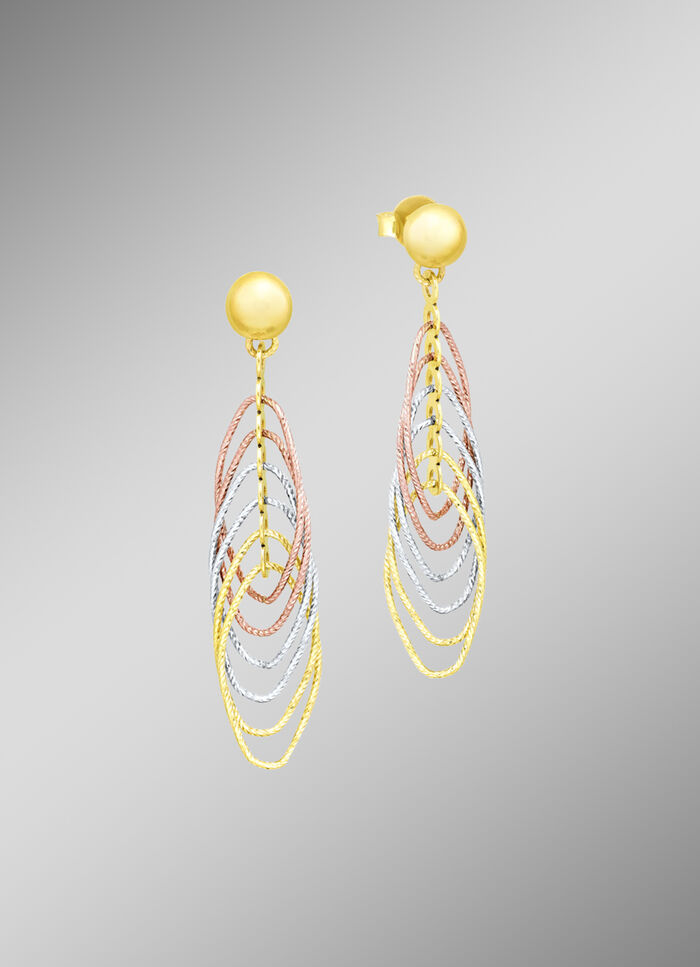 Bewegliche Ohrstecker in Tricolor 