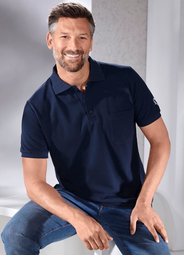 Poloshirt mit kurzer Knopfleiste 