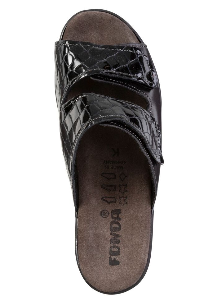 Pantolette aus Nappaleder und krokogeprägtem Lackleder SCHWARZ