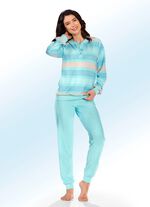 Pyjama aus Frottierstretch mit garngef&auml;rbtem Ringeldessin 