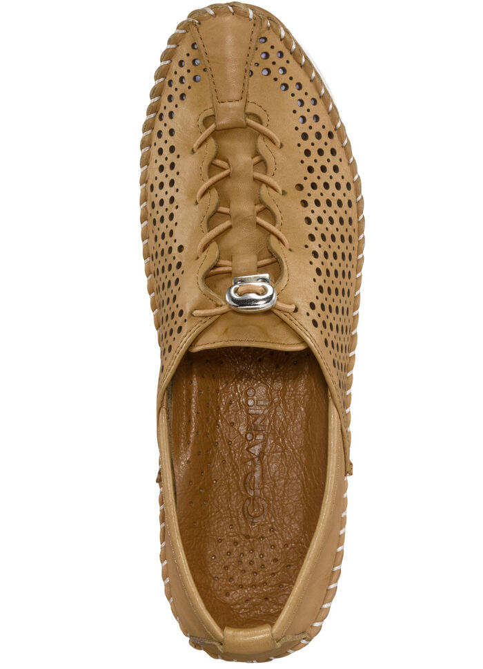 Gemini Mokassin-Slipper mit sommerlicher Perforierung CAMEL