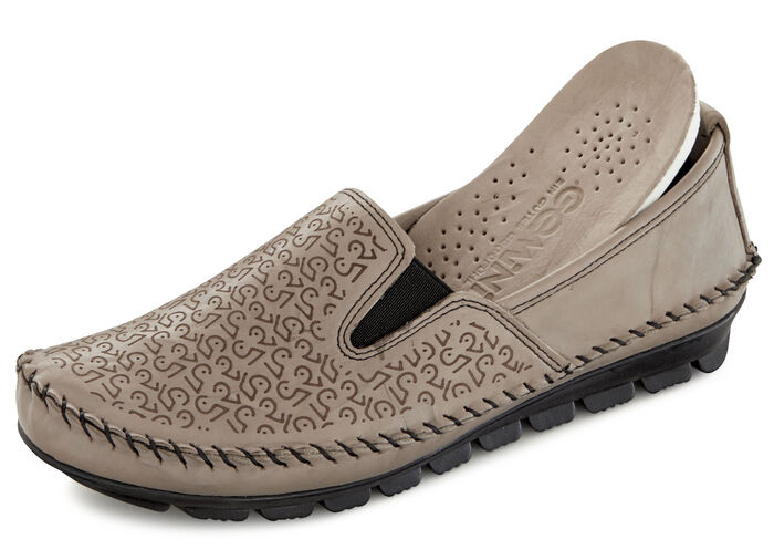 Gemini Mokassin-Slipper mit Zierprägung TAUPE