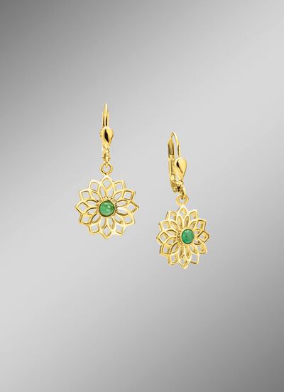 Bl&uuml;hende Eleganz: Ohrringe mit echt Smaragd 