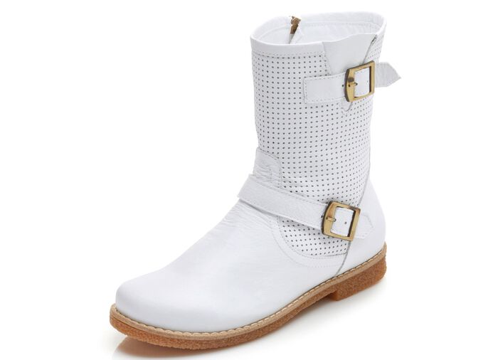 Stiefelette mit trendiger Zierlochung WEISS